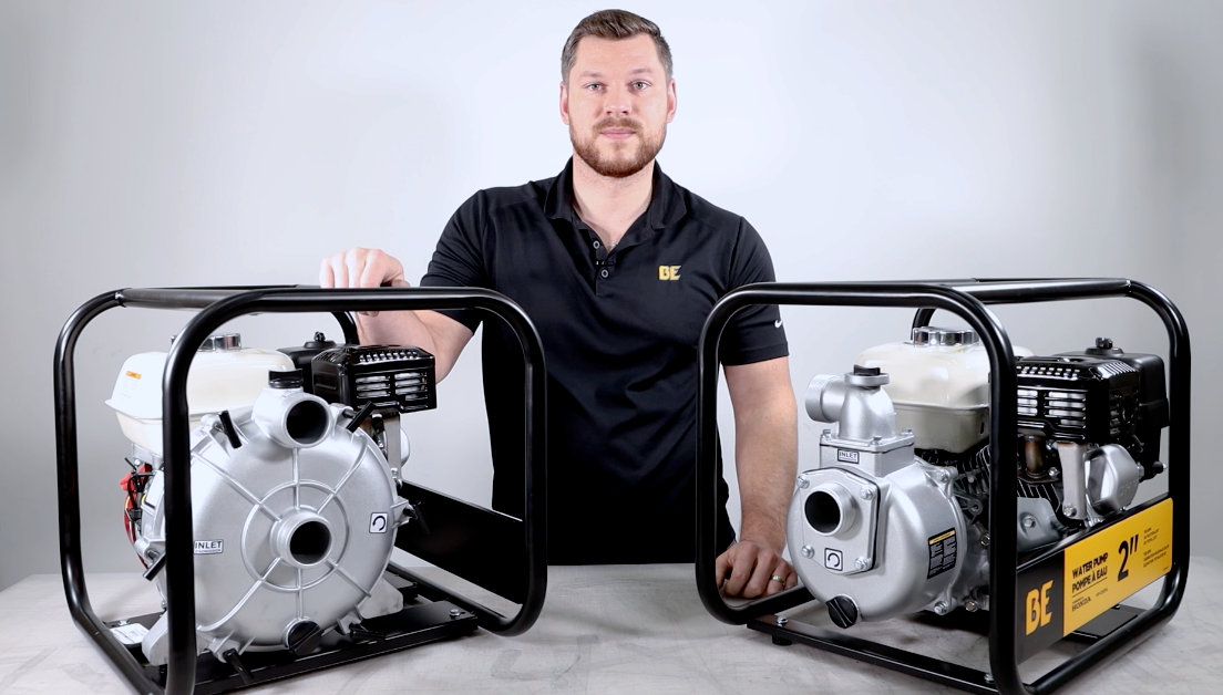 Cargar vídeo: Watch Ryan from BE Power Equipment explain the key differences between Clean Water Transfer Pumps and Semi-Trash Pumps before you buy.
