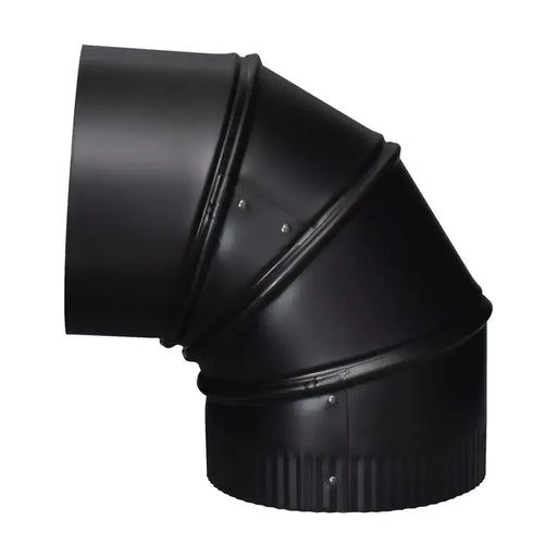 Imperial 6-inch adjustable steel elbow in black matte finish for connecting flue pipes at 90 degrees.