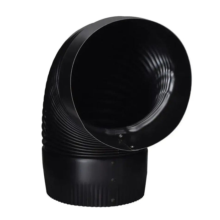 Imperial 6 inch 90 Degree Corrugated Elbow in Black Matte for flue pipes from Cabin Depot