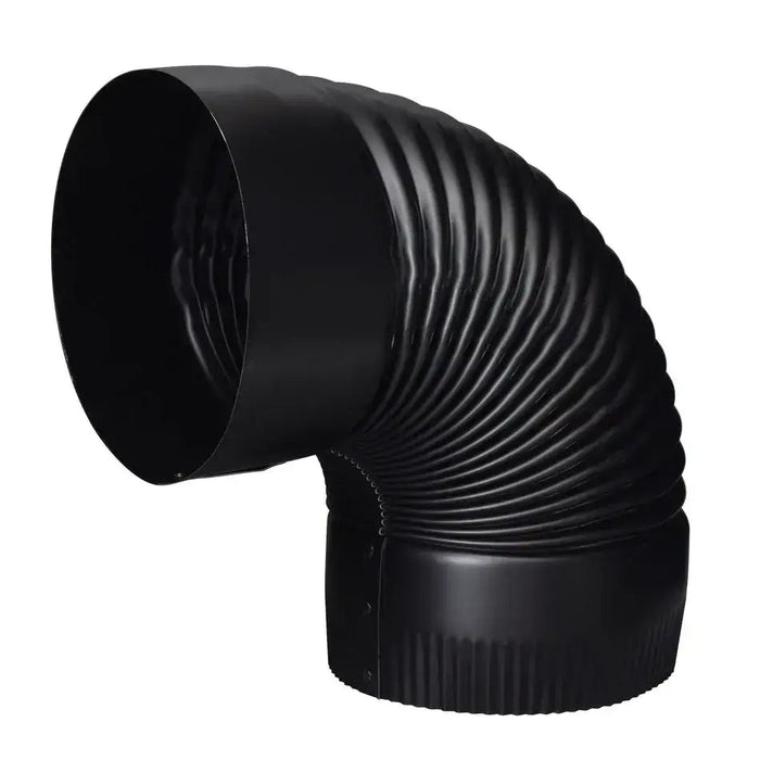 Imperial 6 inch 90-Degree Corrugated Elbow Black Matte for flue pipe connections at Cabin Depot