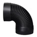 Imperial 6" black matte corrugated elbow, 90-degree flue pipe connector, available at Cabin Depot. Download specs for details.