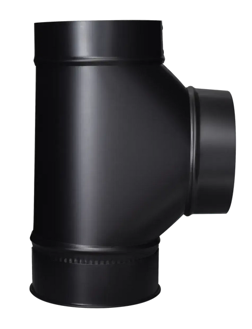 Black Matte Imperial 6" Cleanout Tee with Removable Cap for Chimney Pipe Maintenance