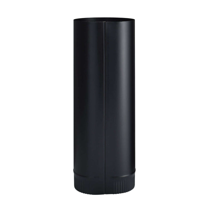 Black matte Imperial 6" x 18" stove pipe with snap-lock system for connecting wood stove to chimney.