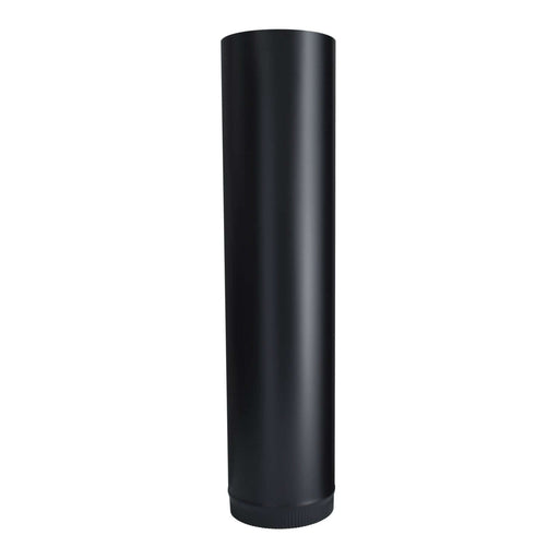 Imperial 6" x 24" black matte stove pipe with snap-lock, crimped end, for wood stove to chimney connection.