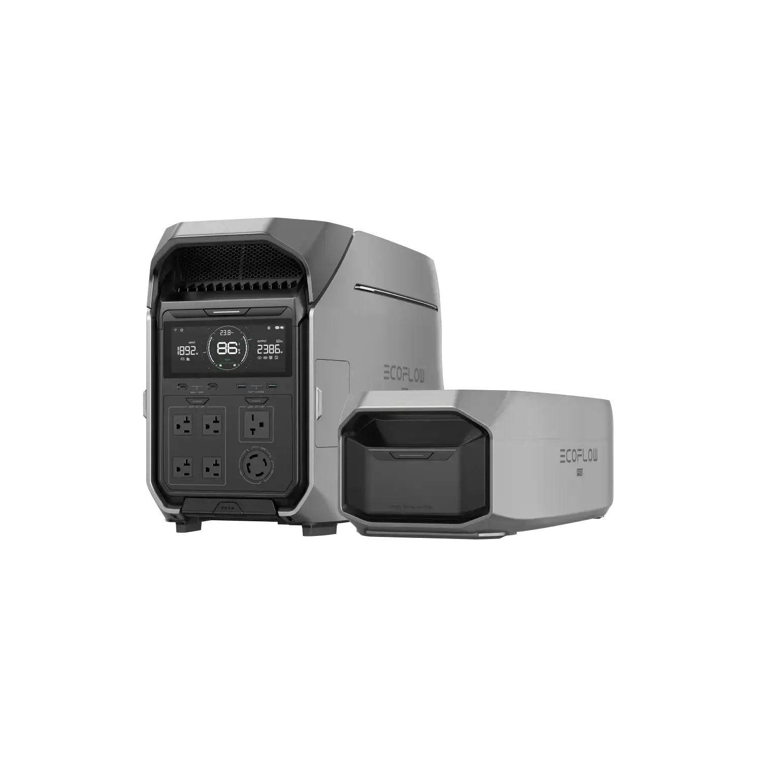 EcoFlow DELTA Pro 3 Smart Extra Battery at Cabin Depot - Stackable, sleek power solution providing 4kWh, expandable to 12kWh.