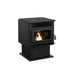 Drolet ECO-55 Pellet Stove with flame, efficient home heating solution, easy maintenance, low emissions, up to 39,260 BTU/h.