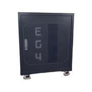 EG4 Preassembled Enclosed Battery Rack with 3 Slots for indoor storage by Cabin Depot, featuring bolt-on casters and lockable door.