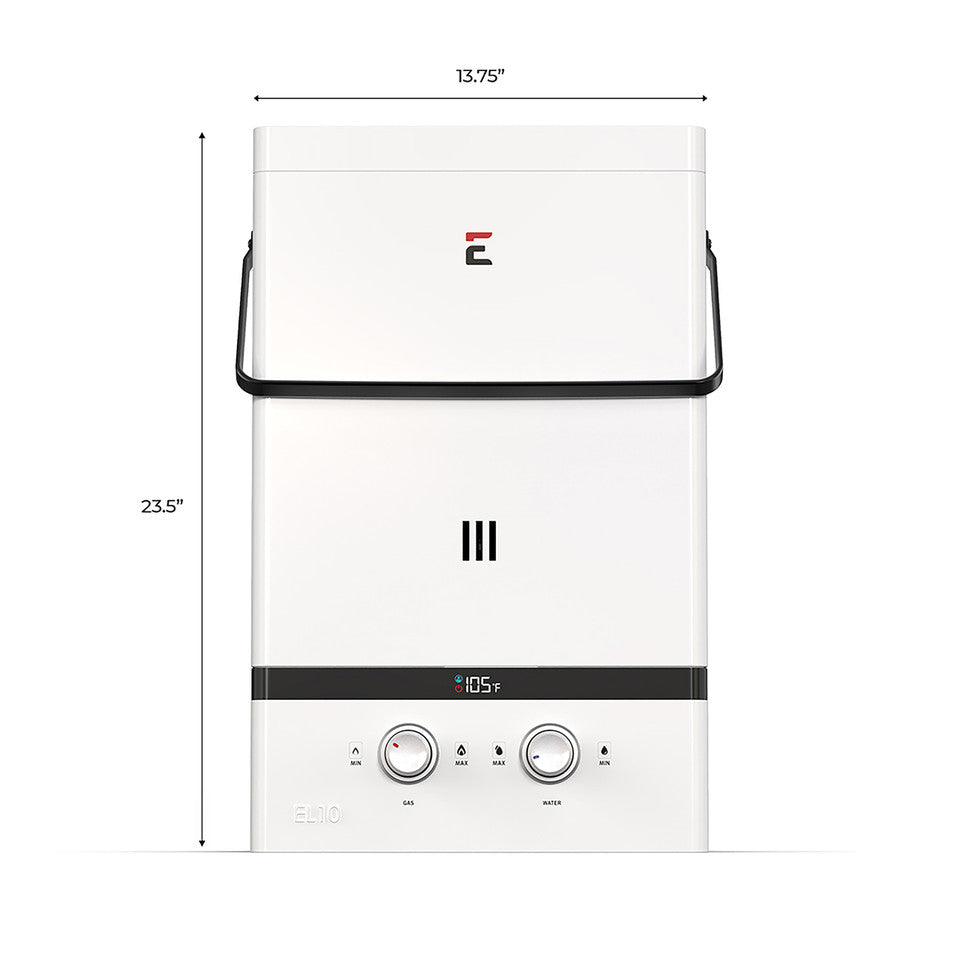 Eccotemp EL10 Luxe 3.0 GPM 75,000 BTU Portable Tankless Water Heater With EccoFlo Pump And Strainer