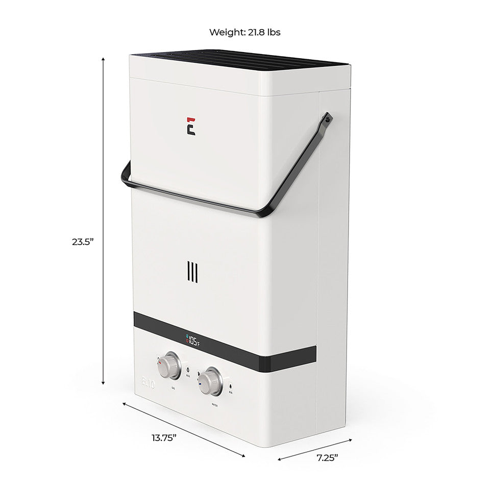 Eccotemp EL10 Luxe 3.0 GPM 75,000 BTU Portable Tankless Water Heater With EccoFlo Pump And Strainer