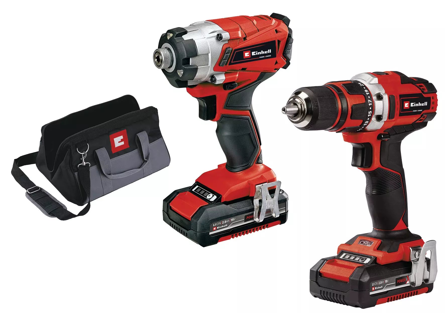 Einhell 18V Cordless 1/2" Drill 1/4" Impact Kit Bag