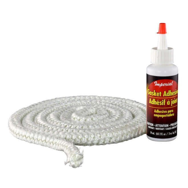 Imperial 1/2" Fiberglass Gasket Kit with Adhesive, 78" Rope, White, available at Cabin Depot.