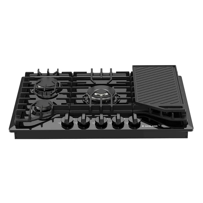 GaslandChef Table de cuisson à gaz 30" à 5 brûleurs avec gril - émail noir