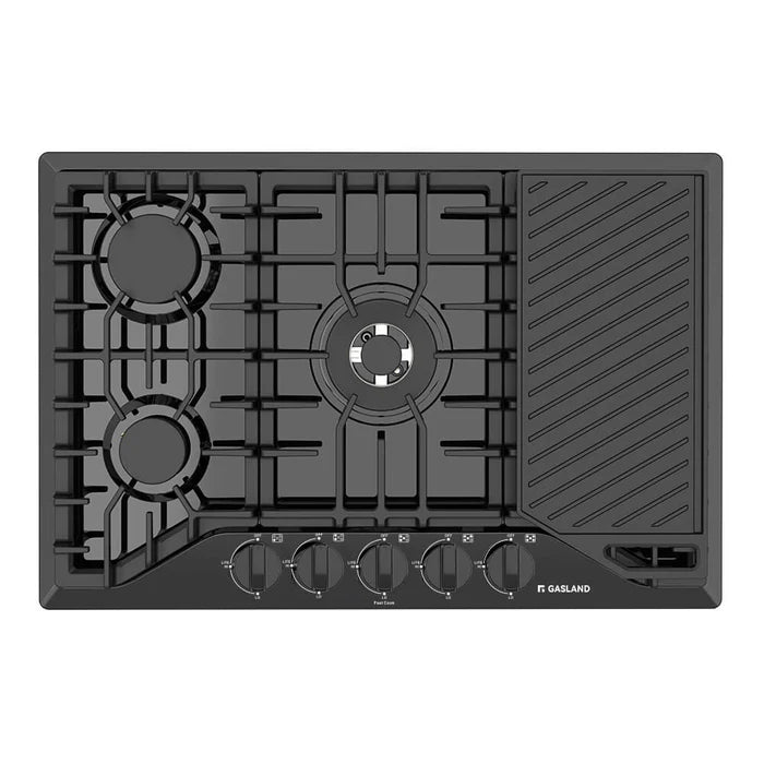 GaslandChef Table de cuisson à gaz 30" à 5 brûleurs avec gril - émail noir