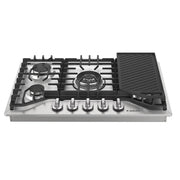 Gaslandchef 30" 5 Burner Gas Cooktop With Griddle - Stainless Steel