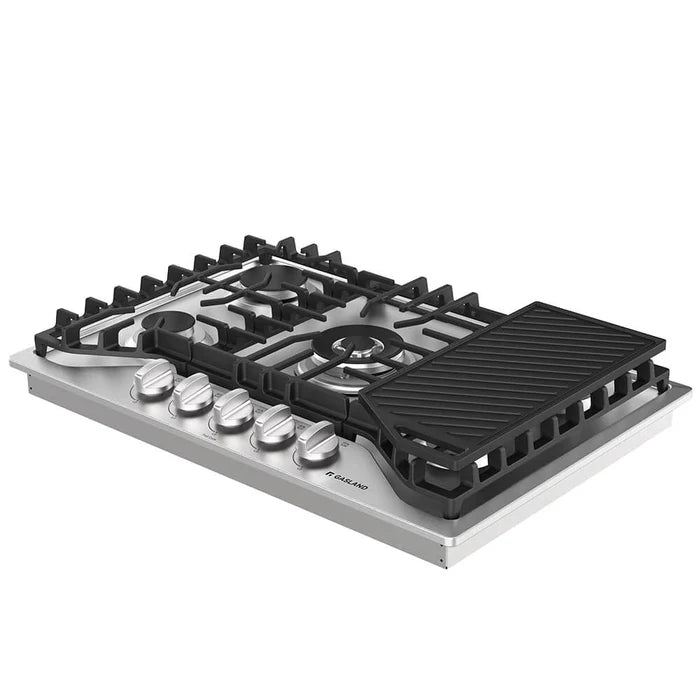 Gaslandchef 30" 5 Burner Gas Cooktop With Griddle - Stainless Steel