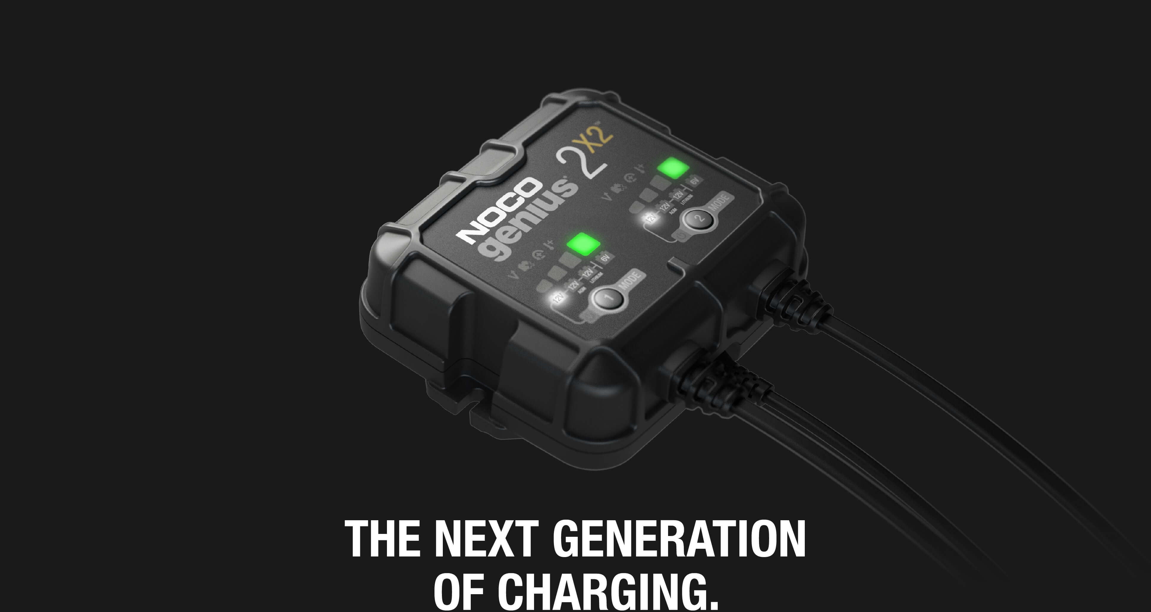 NOCO 4A Battery Charger 2 Bank at Cabin Depot - GENIUS2X2, 6V/12V, 4A, Maintainer, Desulfator, Energy-Efficient Charging.