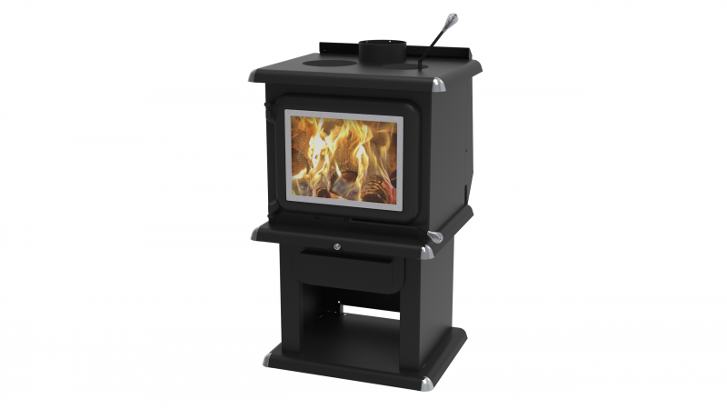 J.A. ROBY Antares Chrome Wood Stove