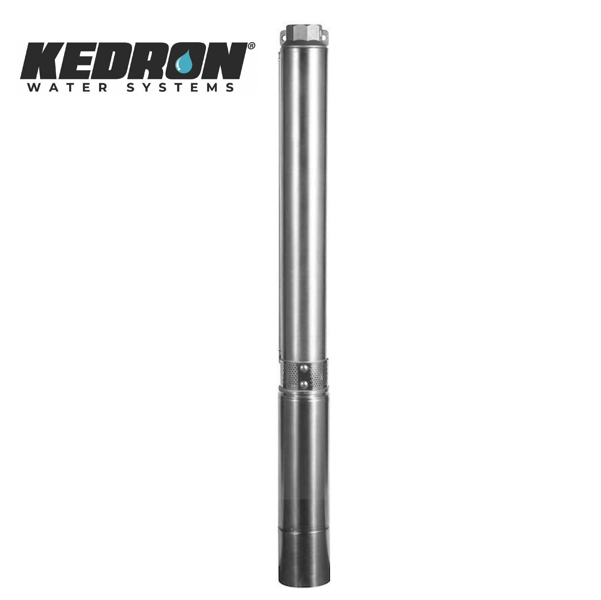 KEDRON 3 inch 1.5 HP submersible pump for off-grid solar, available at Cabin Depot. High-quality stainless steel, brushless motor.