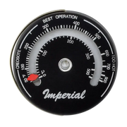 Imperial Magnetic Stove Thermometer for single wall stove pipes from Cabin Depot, displays pipe temperature with magnet for easy attachment.