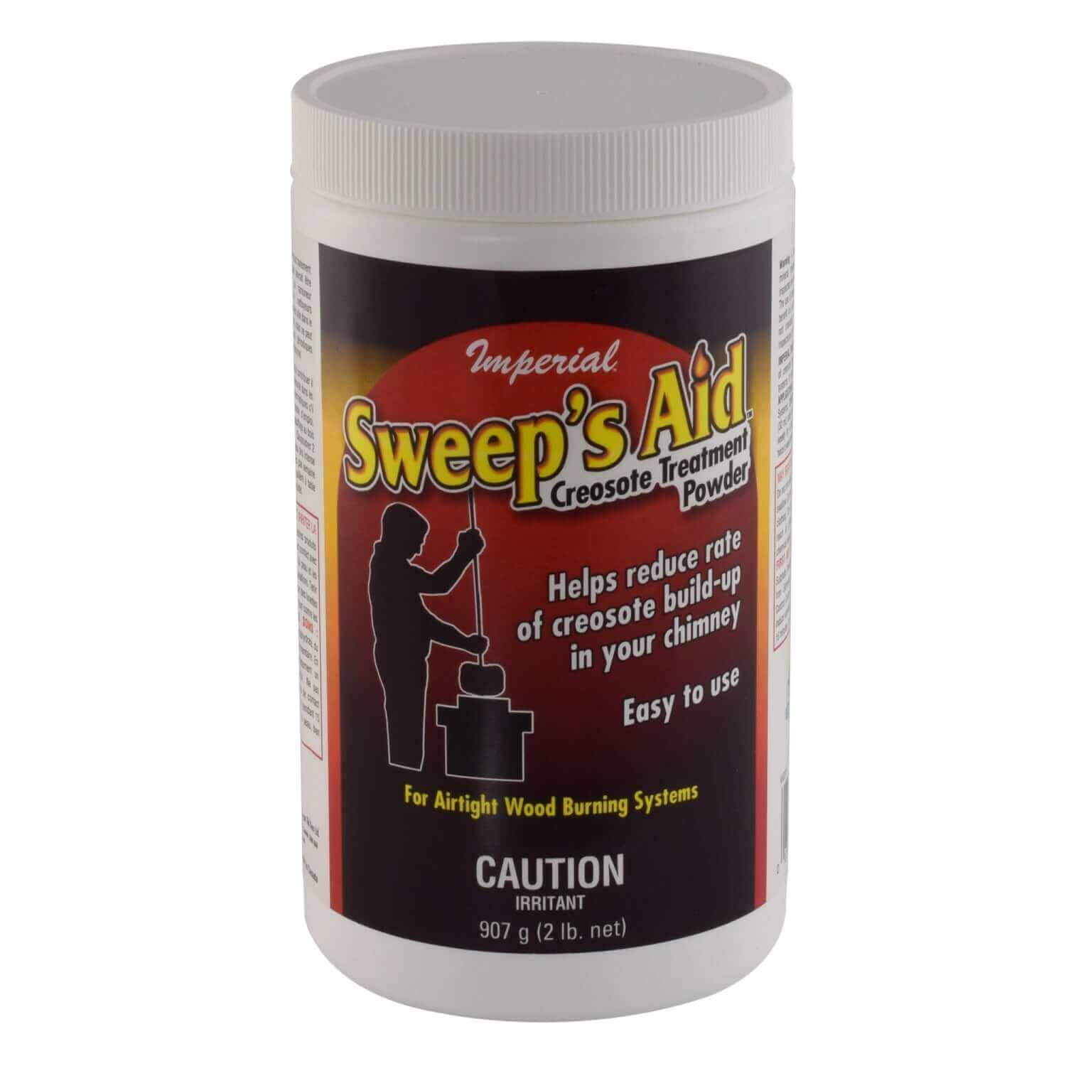 Imperial Sweep's Aid Creosote Treatment Powder 2 lbs for reducing chimney creosote build-up; available at Cabin Depot