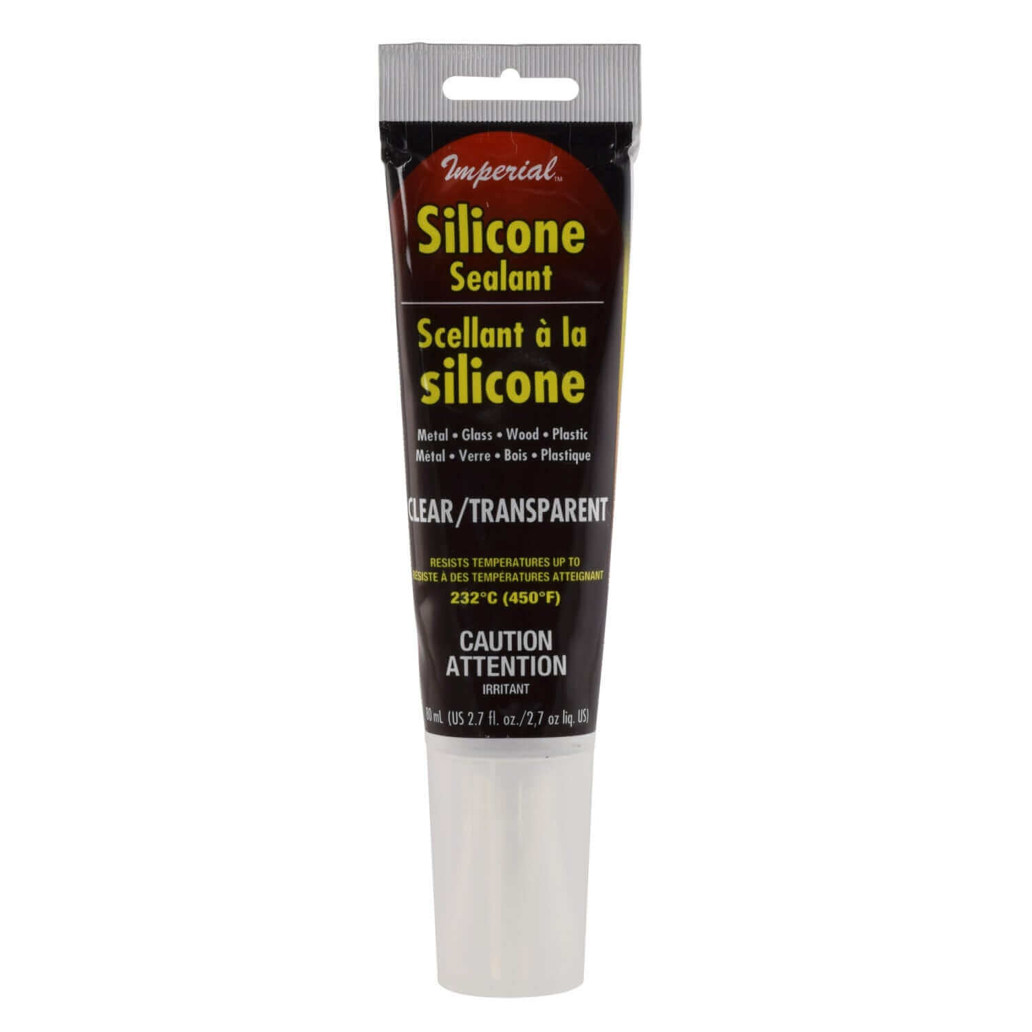 Imperial 2.7 fl. oz. Silicone Sealant Clear, flexible waterproof adhesive for metal, glass, wood, available at Cabin Depot.