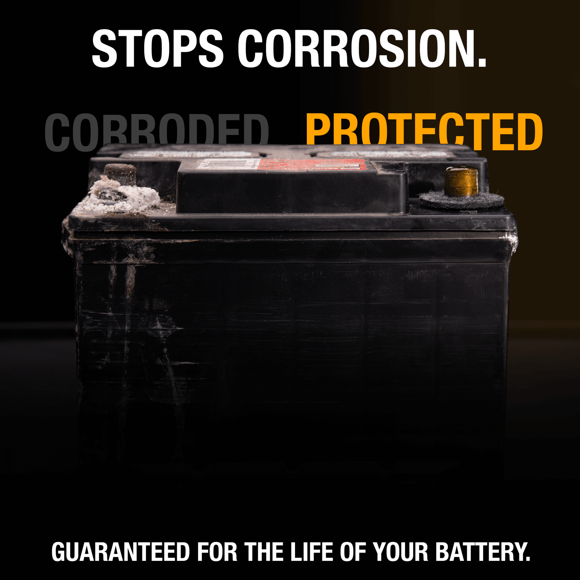 Battery showing corrosion and protection with NOCO Kit from Cabin Depot.