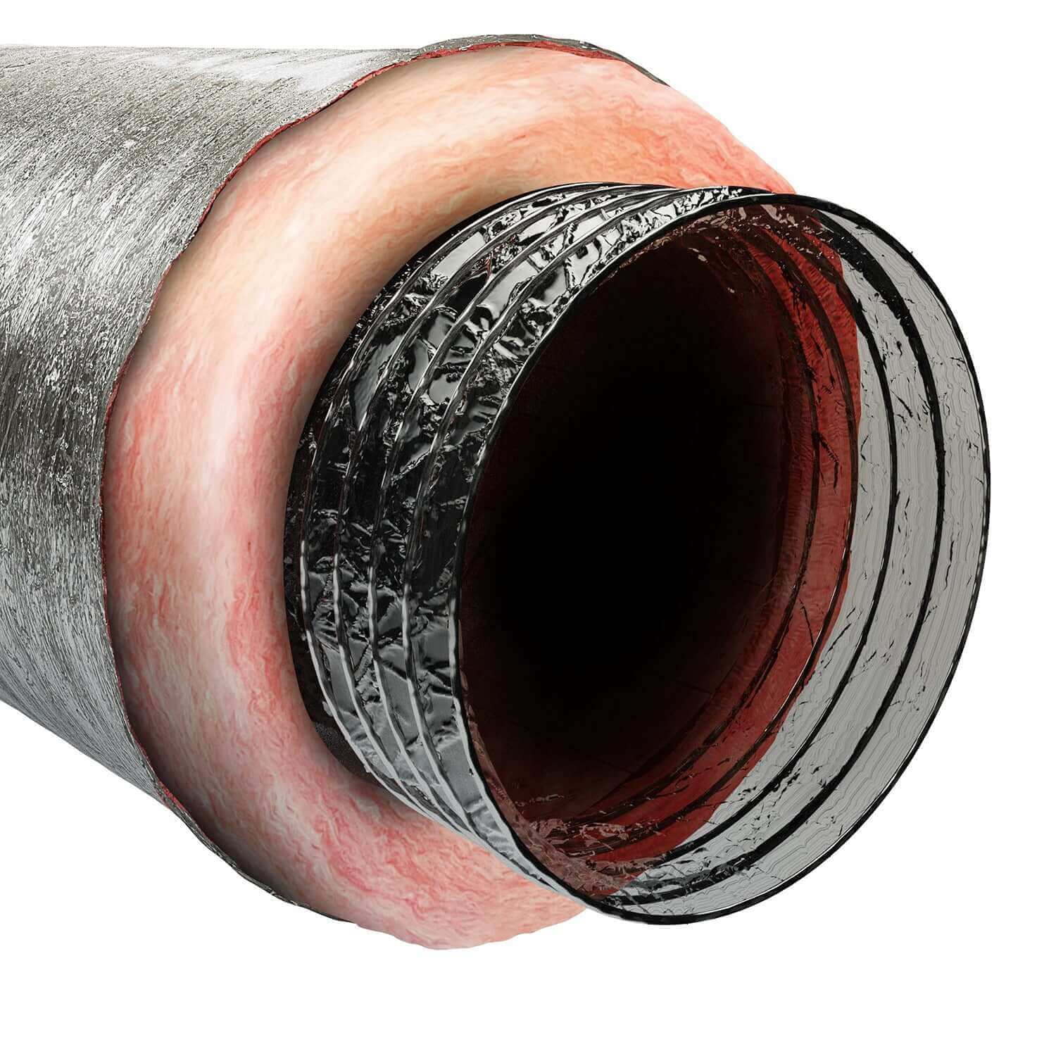 Imperial 4" x 10' insulated air duct with 2-ply design, ideal for wood stoves, available at Cabin Depot, UL 181 Class 1 compliant, silver.