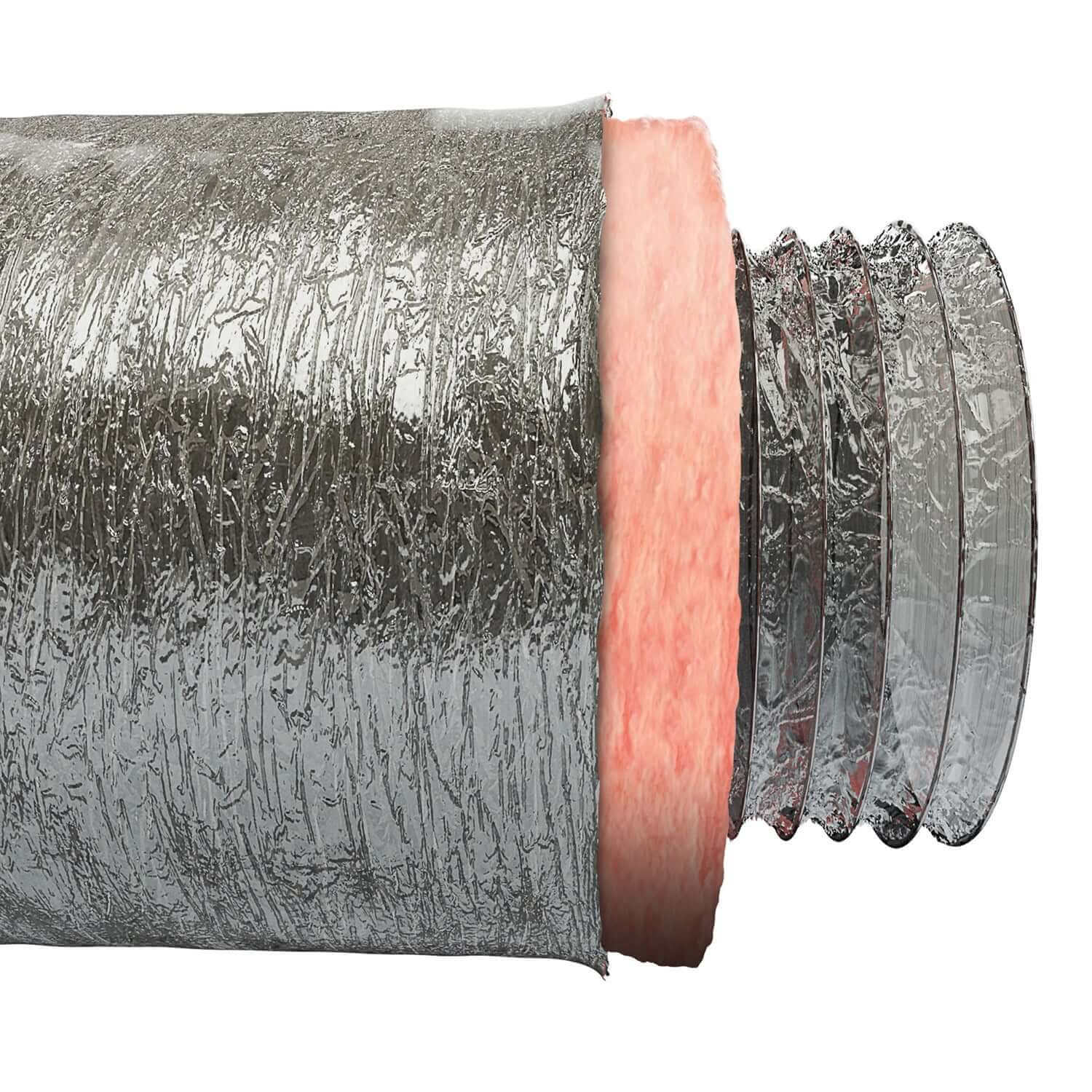 Imperial 4" x 10' Insulated Air Duct, Silver, for wood stoves and HVAC, UL 181 Class 1, available at Cabin Depot