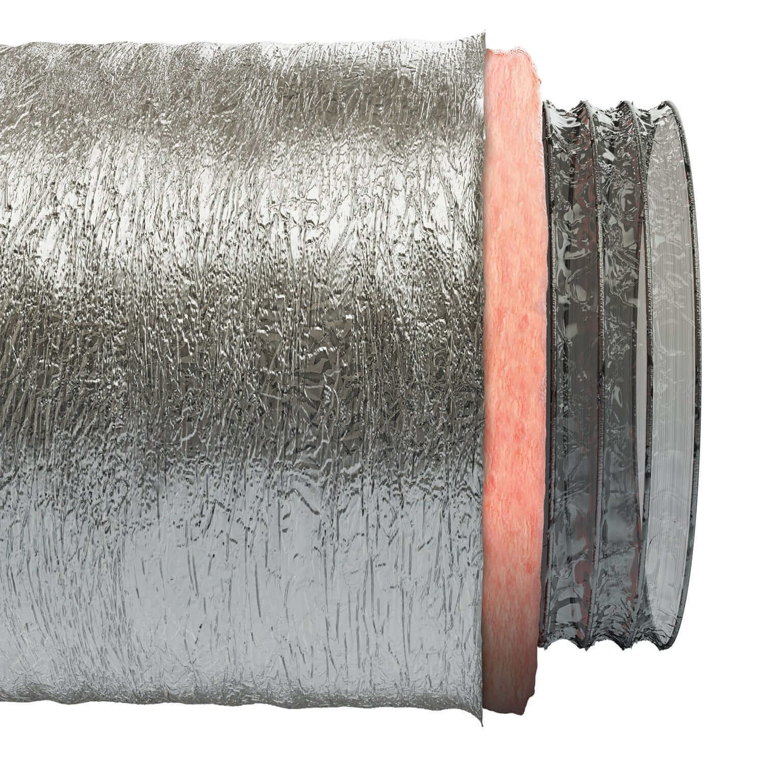 Imperial 4" x 25' Insulated Air Duct - Silver for wood stoves and HVAC, sold by Cabin Depot. UL 181 compliant with 2-ply polyester core.