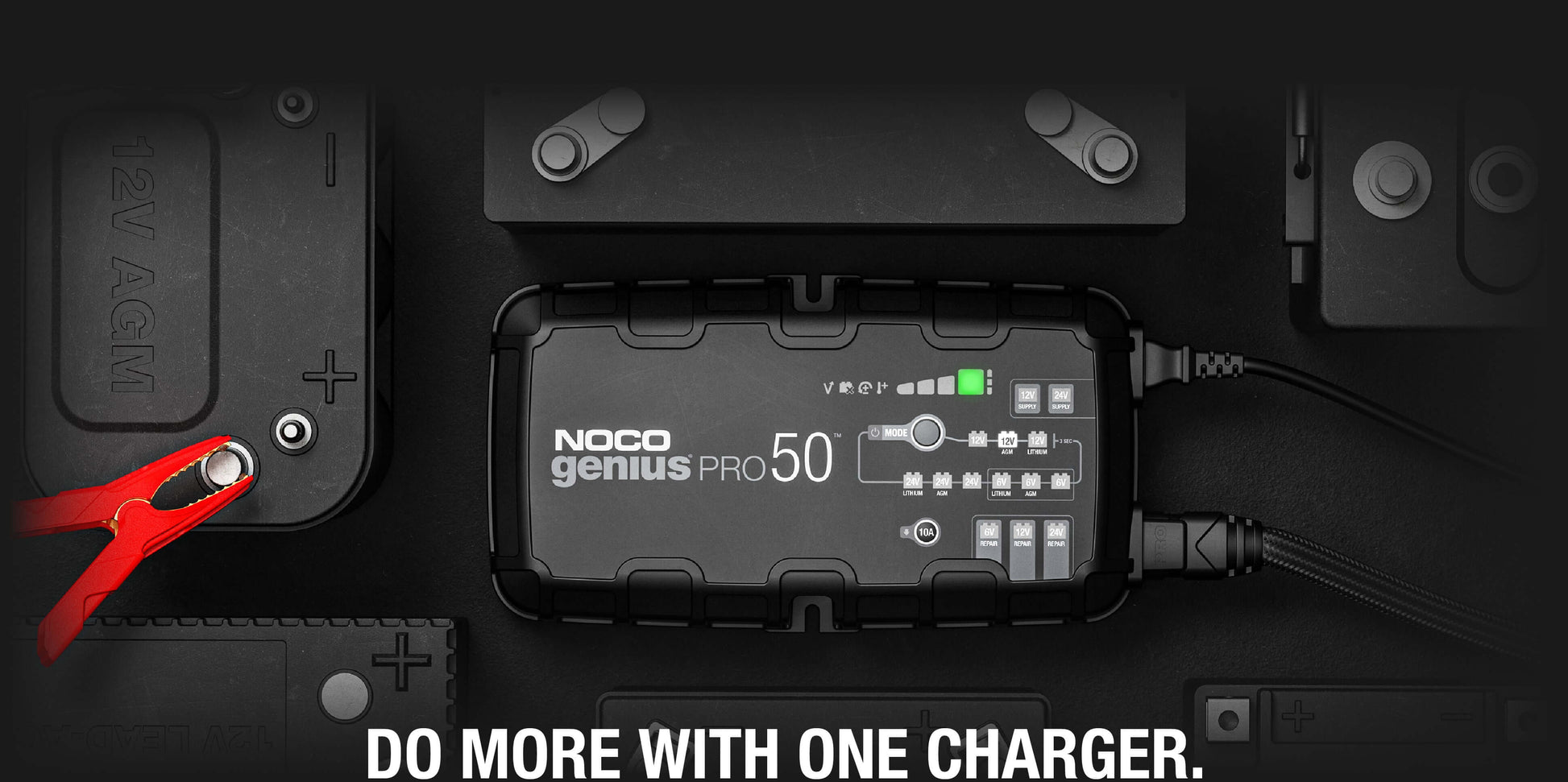 NOCO GENIUSPRO50 50A Pro Battery Charger for Cabin Depot - Smart charger, maintainer, and desulfator for automotive, marine use