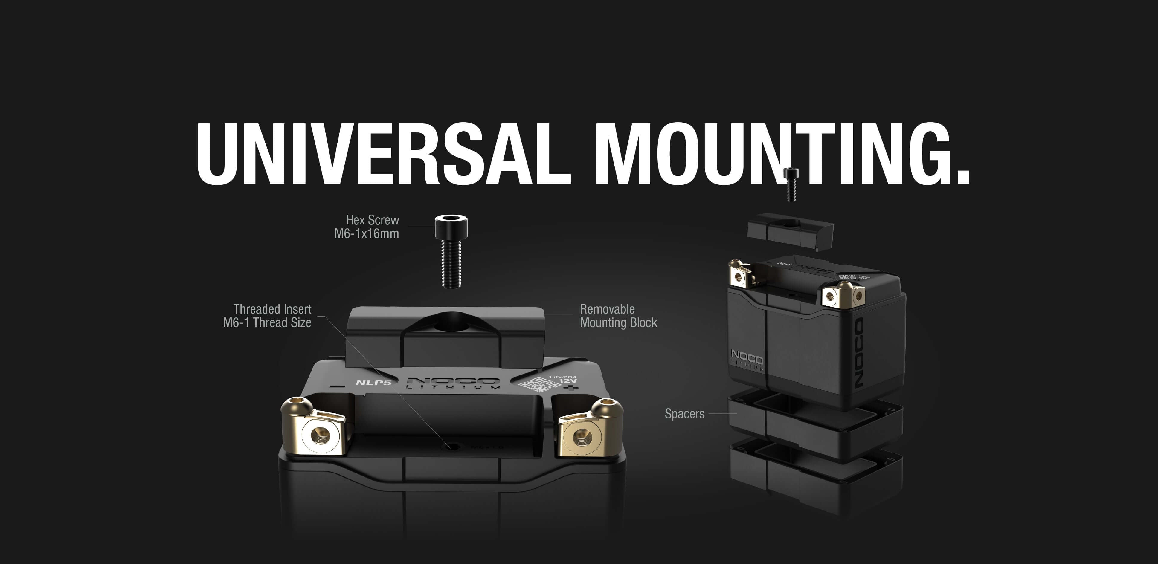 NOCO Group 5 Powersports Battery with universal mounting features for Cabin Depot applications