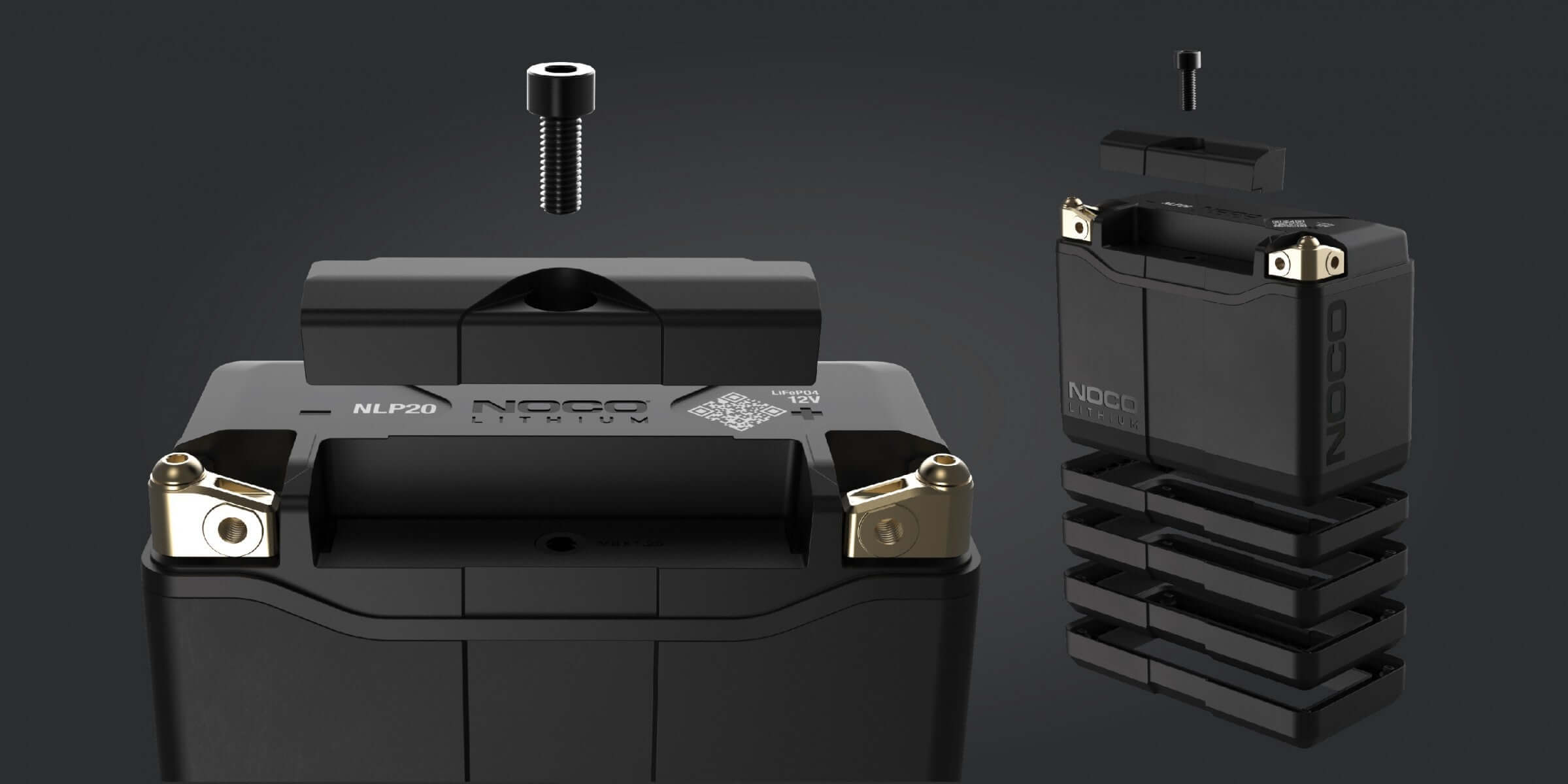 NOCO Group 20 Lithium Powersports Battery with 600A starting power, available at Cabin Depot, maintenance-free design.