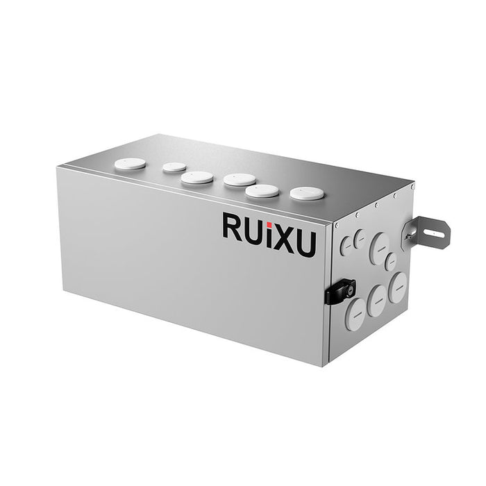 Metal box with RUIXU branding on a white background