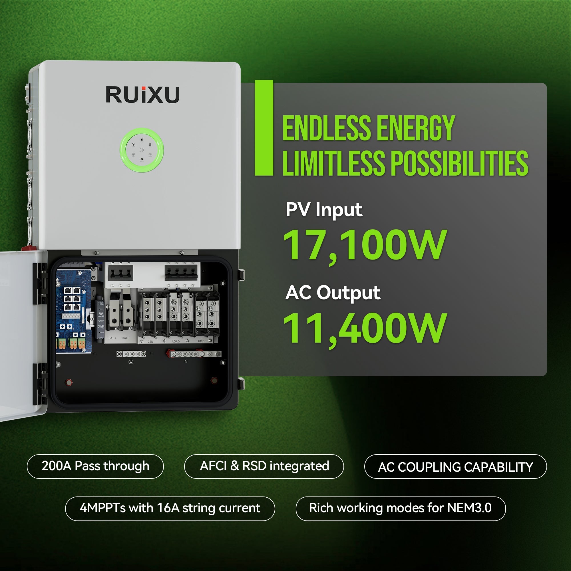 RUiXU RX-12K 17.1KW PV Hybrid Inverter - The Cabin Depot