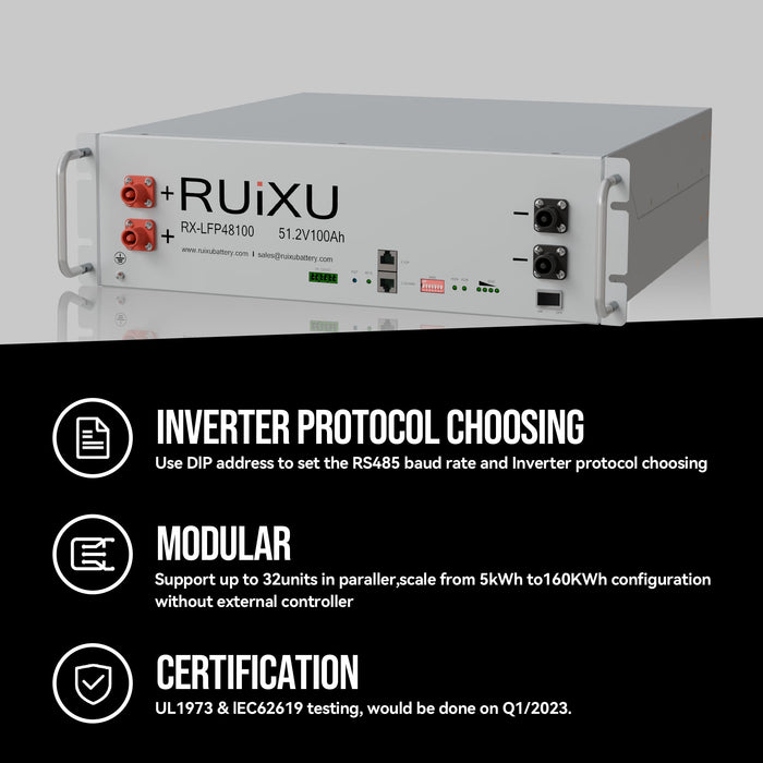 RUiXU RX-LFP48100-H Batería para rack de servidor de 48V 100Ah