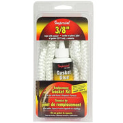 Imperial 3/8 inch white fiberglass gasket kit with adhesive for wood stoves, available at Cabin Depot.