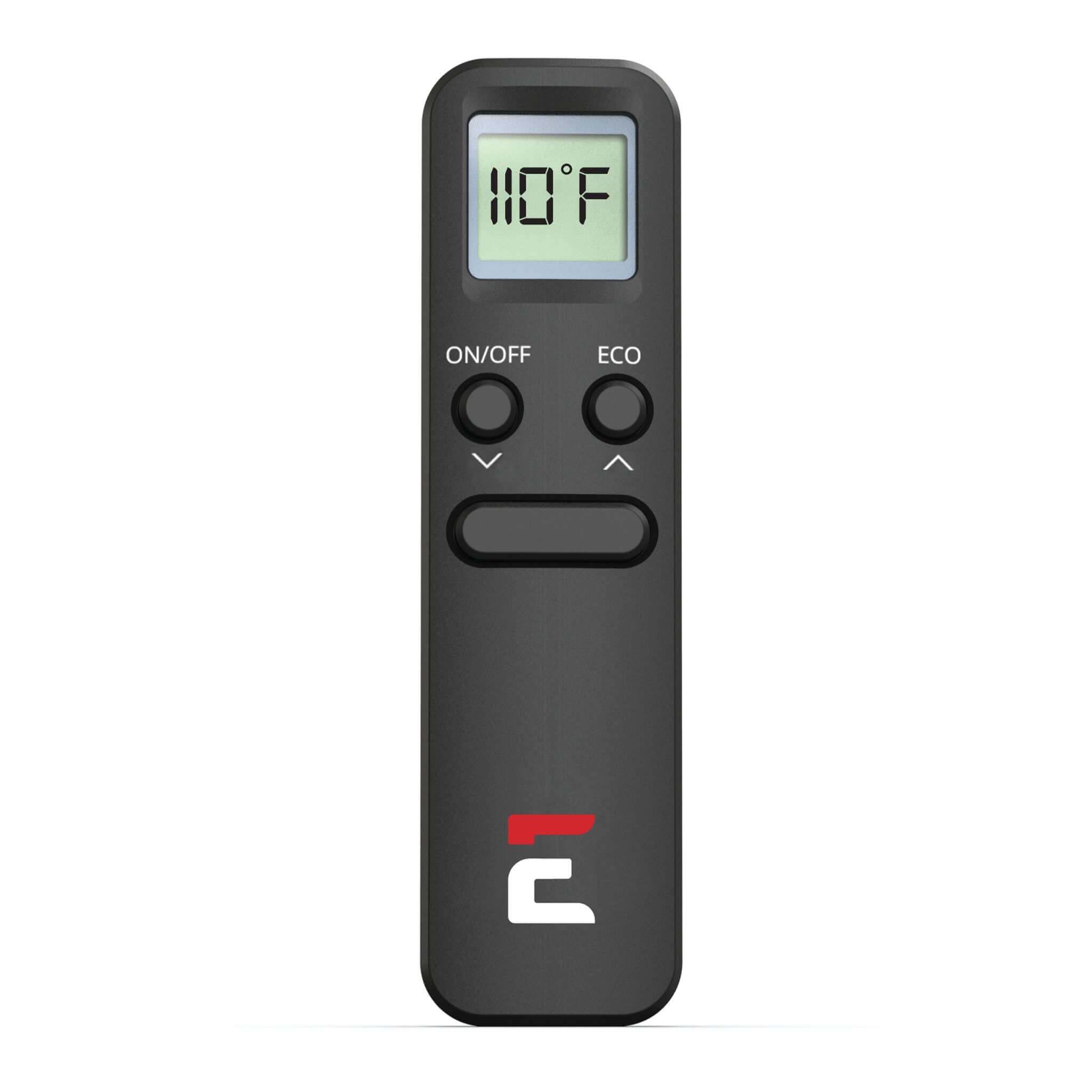 Remote control for Eccotemp SmartHome tankless water heater, displaying 110°F, available at Cabin Depot.