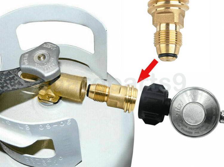 Martin POL Adapter X QCC1 connecting 100LB propane tank to BBQ hose fitting for Cabin Depot - #25004