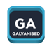 "GA Galvanised icon indicating galvanized material quality"