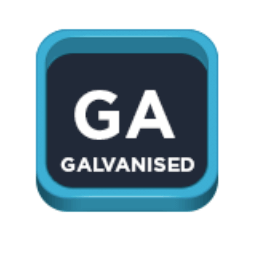 Icon with 'GA Galvanised' text, blue border, indicating galvanised material feature for durability and rust resistance.