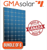Bundle of 6 GMA 300W Mono Solar Panels, made in Canada, available at Cabin Depot.