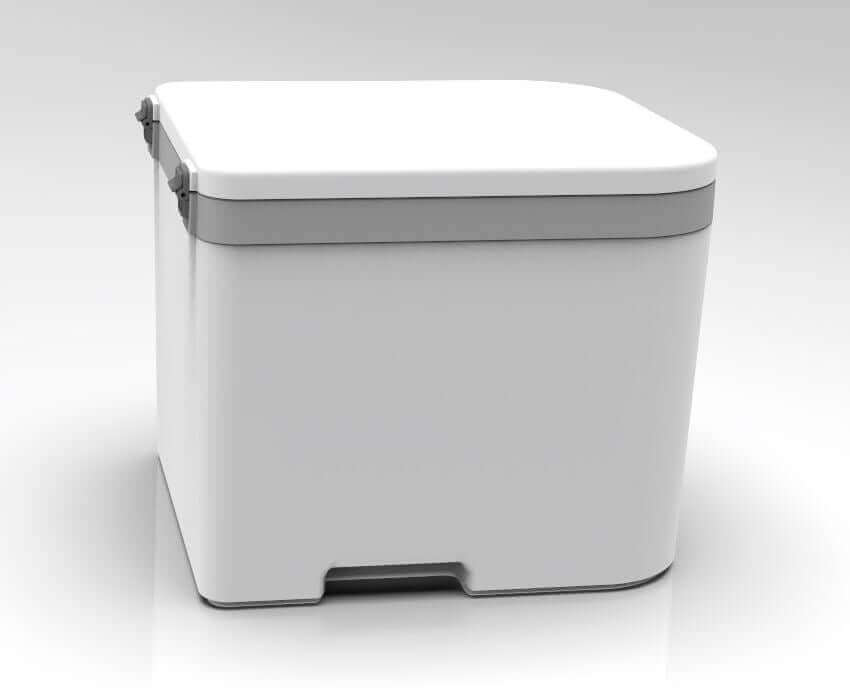 OGO Nomad Toilet with modern design and urine diverting bowl, available at Cabin Depot. Compost toilet with dimensions 12.38" x 15.40" x 13.00".