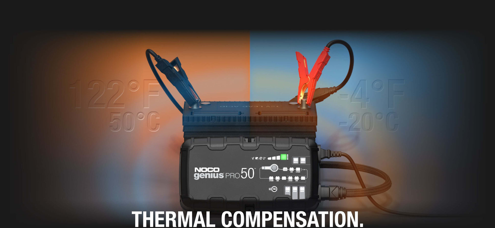 NOCO GENIUSPRO50 50A Battery Charger with Thermal Compensation at Cabin Depot