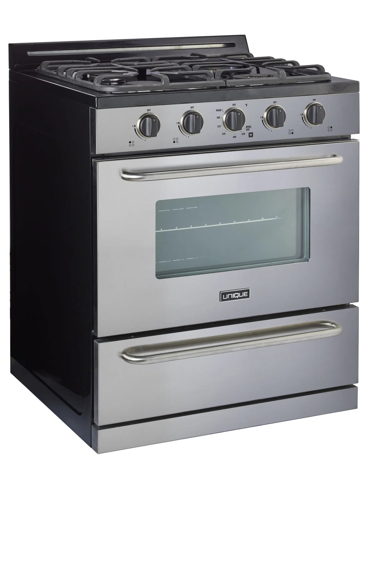 Cuisinière au propane Unique 30" (allumage par batterie) - Acier inoxydable