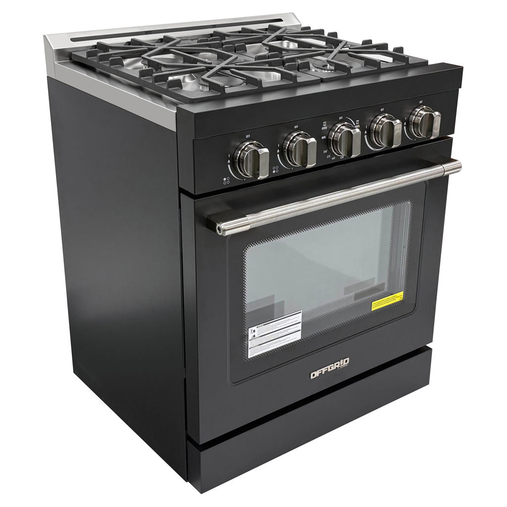 Unique 30" Off-Grid Propane Range Black