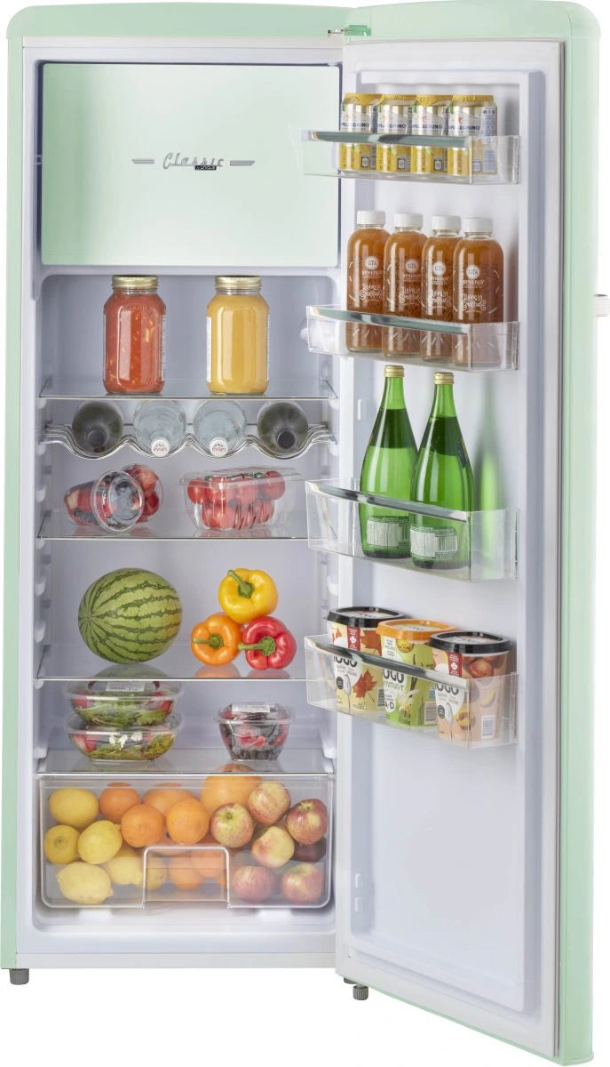 Unique 8 Cu/Ft Classic Retro Single Door Refrigerator With Freezer - Summer Mint Green