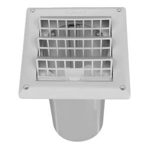 Imperial 4-inch white air intake hood with pest guard from Cabin Depot for optimal airflow and UV resistance.