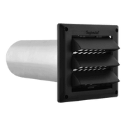 Imperial 4" Black Intake Hood with pest guard from Cabin Depot, designed for optimal airflow and UV resistance.