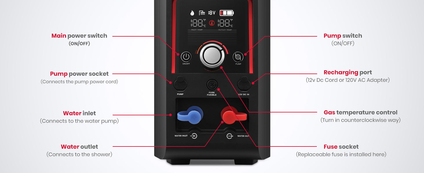 Calentador de agua portátil GaslandChef G3 Pro 20.000 BTU GoShower 3