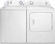 Amana Propane Dryer & Top-Load Washer Pair from Cabin Depot, featuring a 6.5 cu. ft. front-load dryer with automatic dryness control.